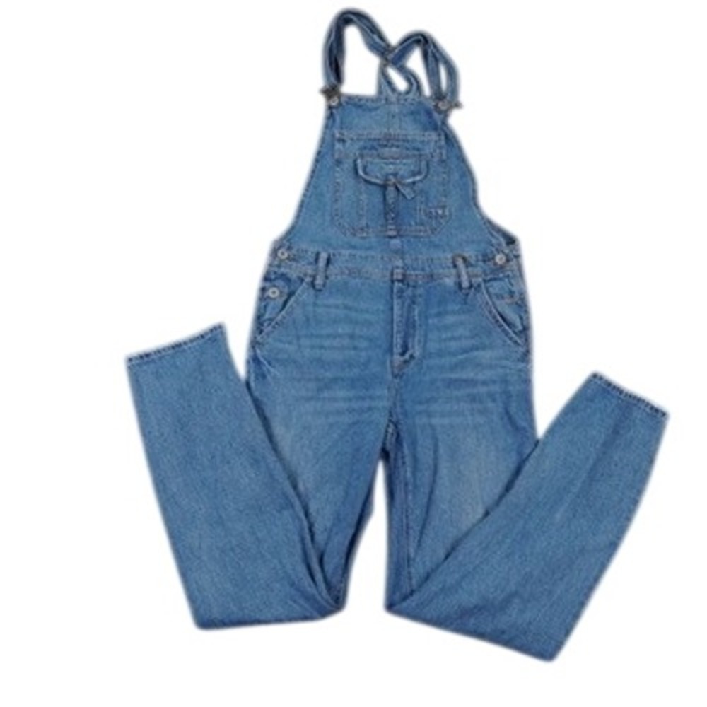 American Eagle  Tomgirl Overalls Womens S BlueRelaxed Denim Logo Streetwear 7840